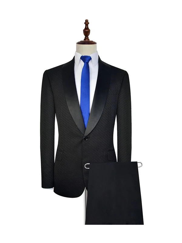Black Single Breasted Wedding Suit