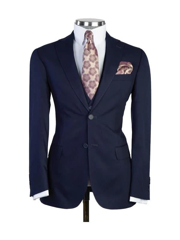 Dark Blue 3 Piece Classic Notch Lapel Suit