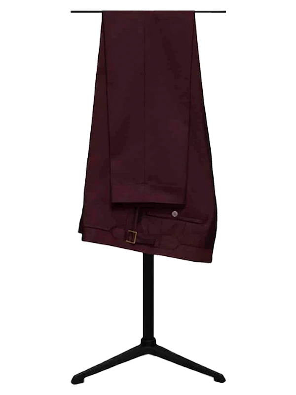 Burgundy with Black Satin Peak Lapel Tuxedo Wedding Suit