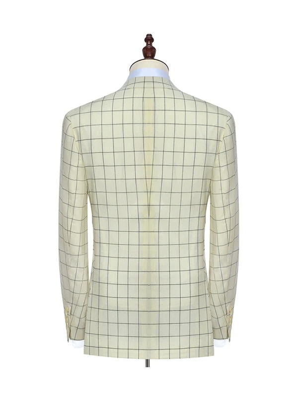 Plaid Peak Lapel Single Breasted 2 Piece Suits