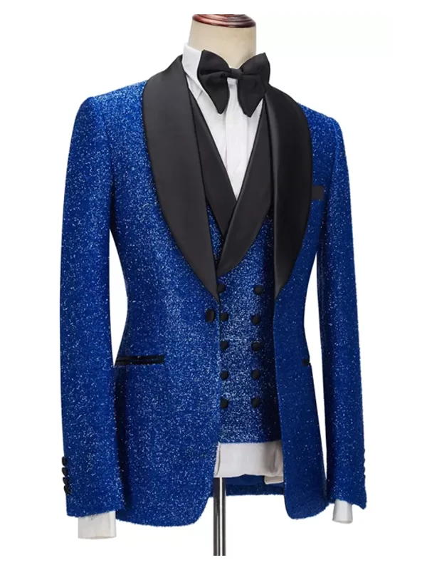 Royal Blue Three Piece Slim Fit Men's Suit