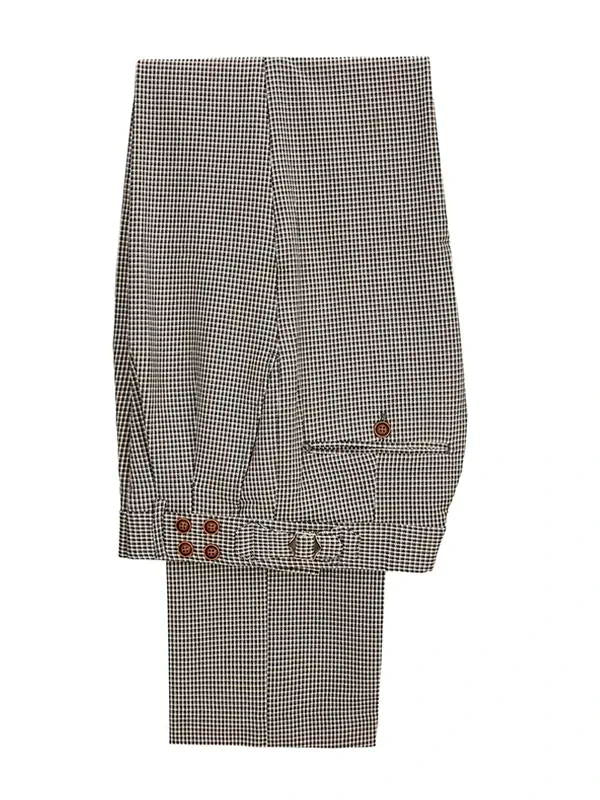 Light Grey 3 Piece Notch Lapel Suit With Dark Coffee Waistcoat