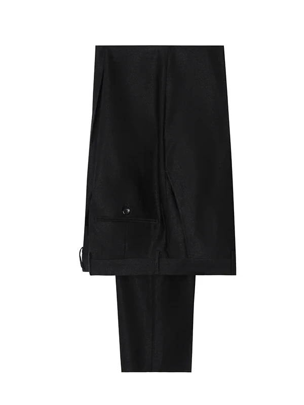 Black Slim Fit Suit with Adjustable Buckle