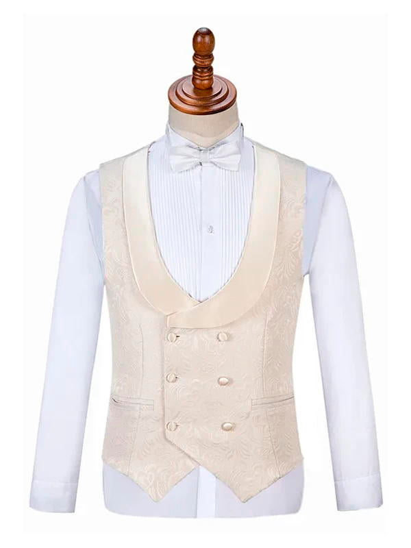 Champagne 3 Pieces Jacquard Bespoke Tuxedo