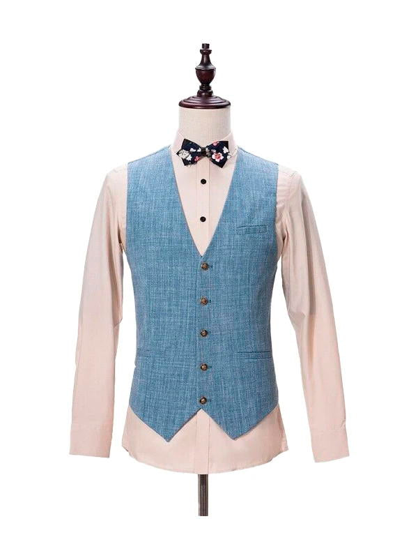 Men's Blue Peak Lapel 3-piece Suit for Prom