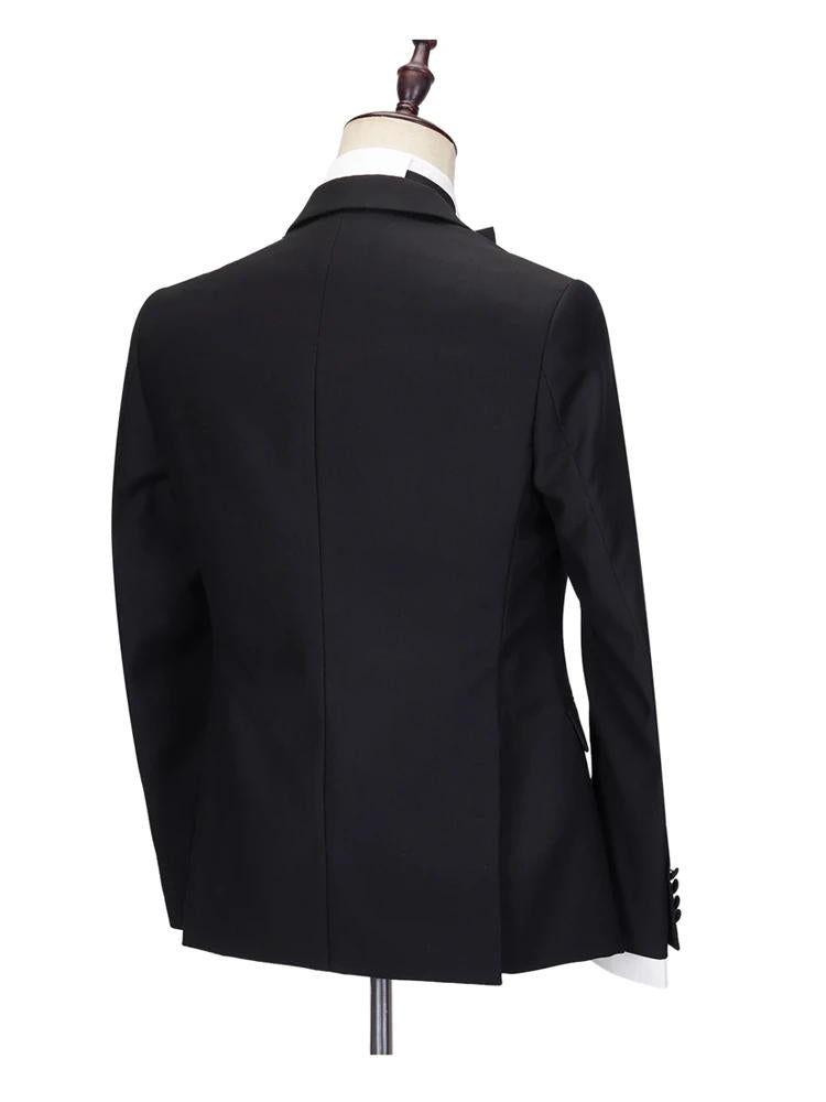 Black Peak Lapel 3 Piece Prom Suit