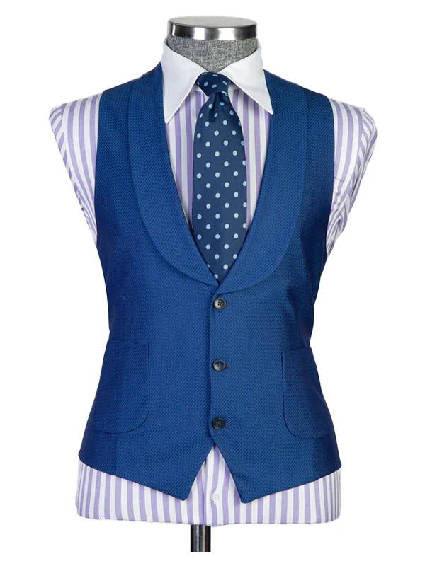 Blue Peaked Lapel 3 Pieces Men Suits