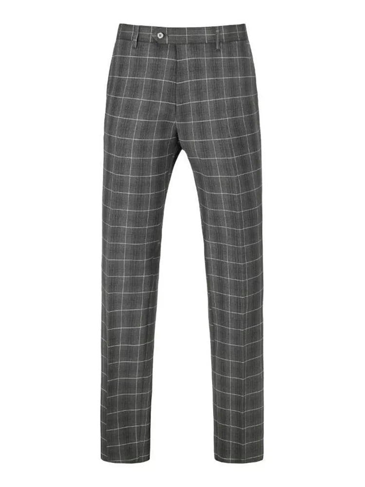 Charcoal 3 Piece Slim Fit Elegant Plaid Suit