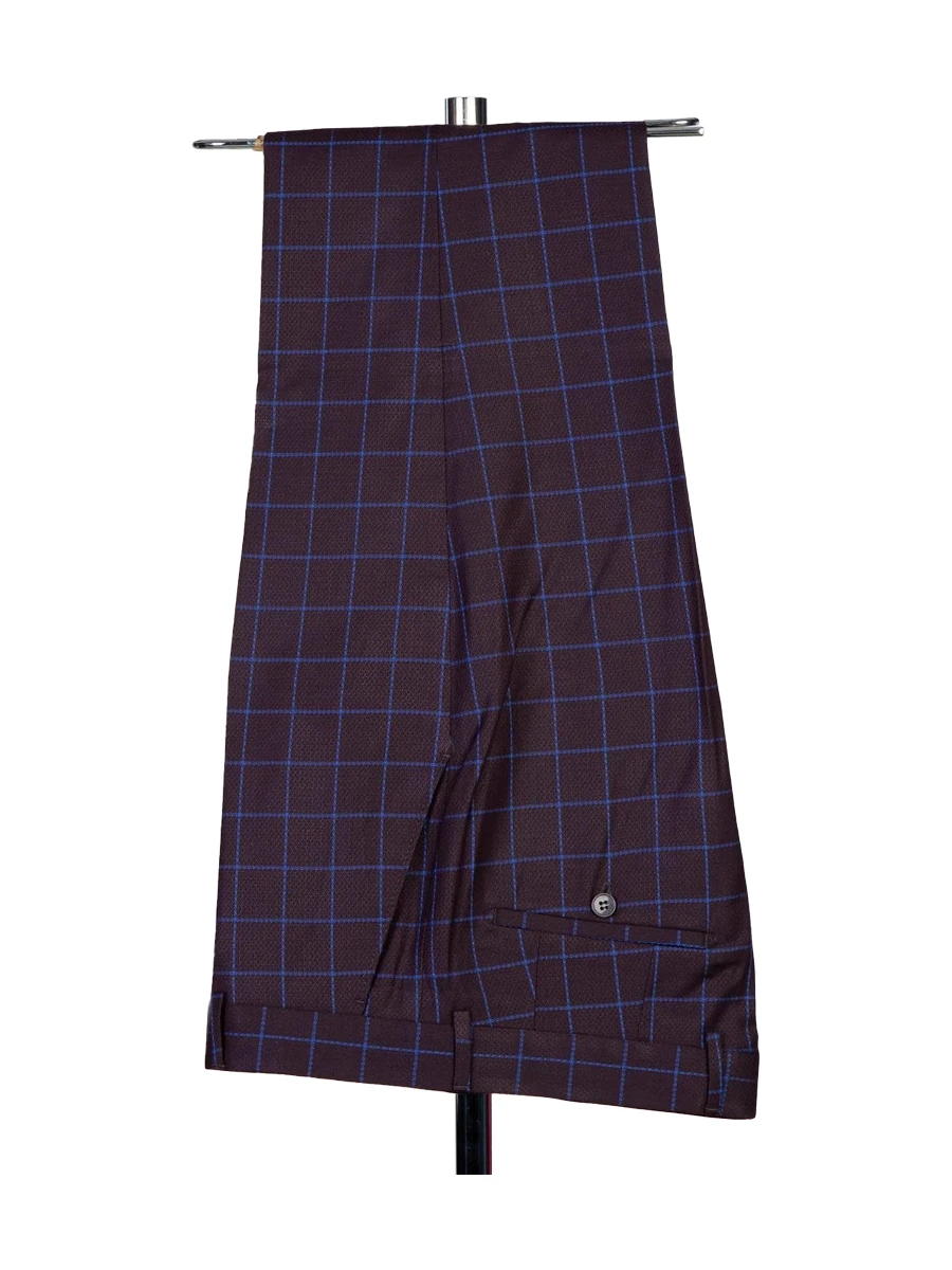 Dark Brown 2 Piece Plaid Dark Double Breasted Peak Lapel Suit