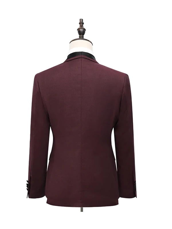 Burgundy Slim Fit Prom 3 Piece Suit