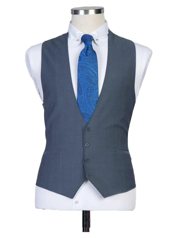Blue 3 Pieces Suit Peak Lapel Single Breasted Tuxedos