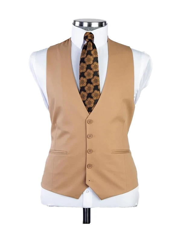 Khaki 3 Piece Classic Notch Lapel Suit