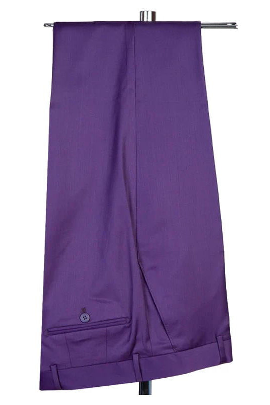 Peak Lapel Purple 2 Piece Double Breasted Suit