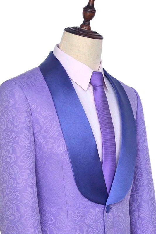 Purple Shawl Lapel Wedding Suit