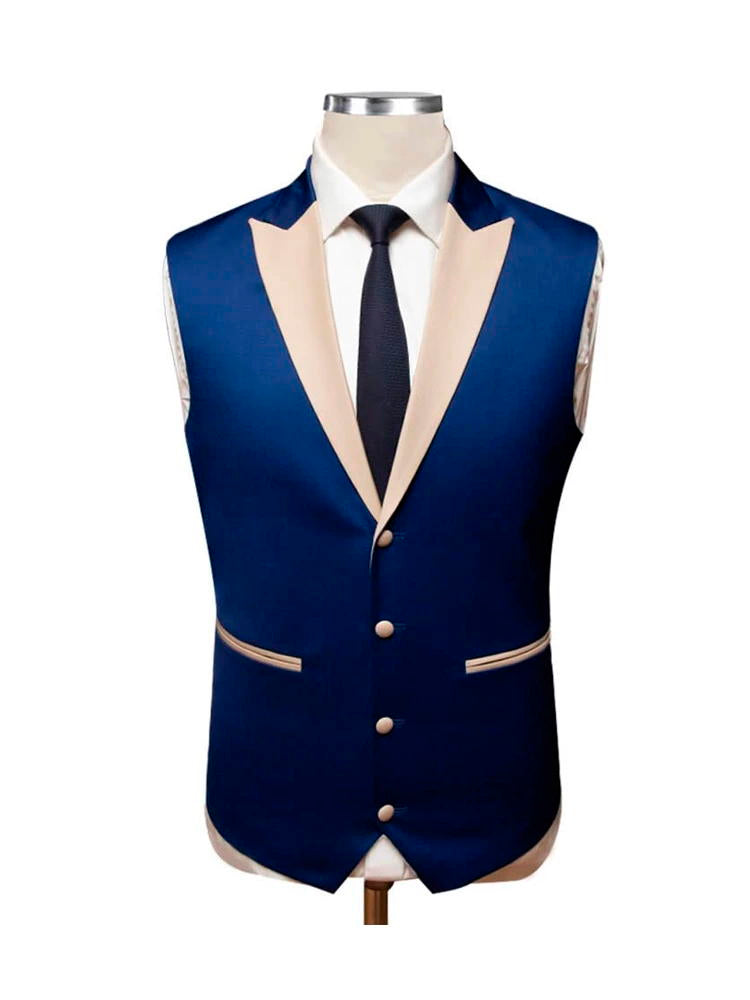Khaki Party 3 Piece Suit With Blue Notch Lapel
