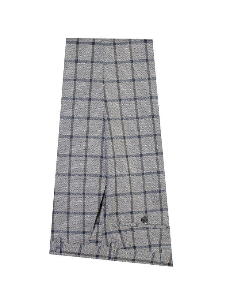 Gray 2 Piece Chic Plaid Peak Lapel Suits
