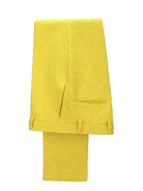 Yellow Single Breasted 3 Piece Prom Suit