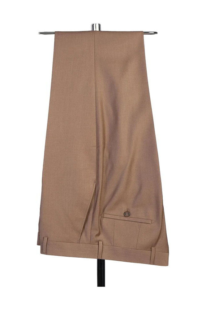 Brown 2 Piece Shawl Lapel Double Breasted Fashion Prom Suit