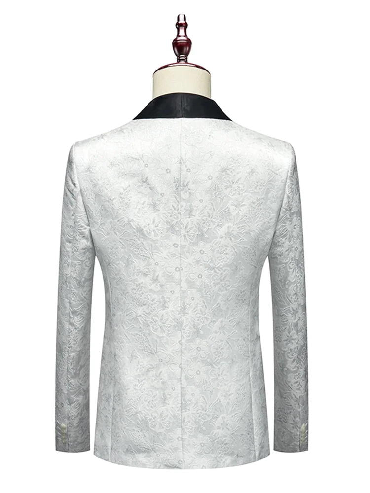 White Jacquard Shawl Lapel 3 Pieces Prom Men’s Suits