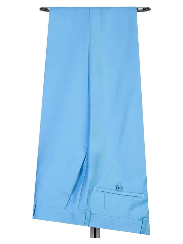 Light Blue Peak Lapel Double Breasted Gold Button Wedding Suit