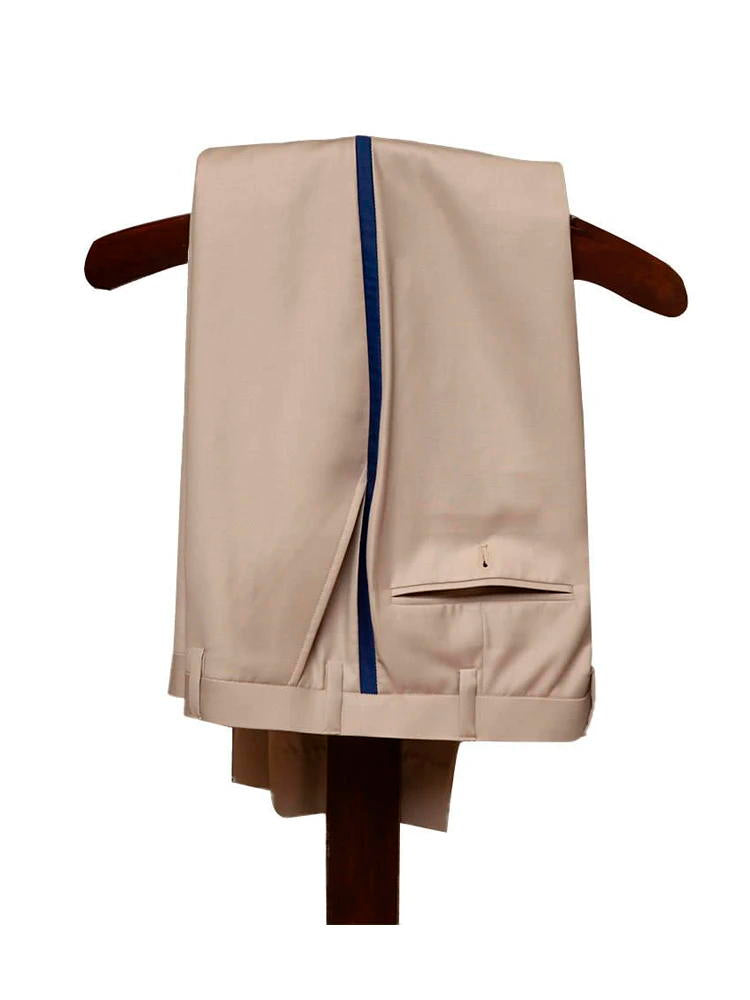 Khaki Party 3 Piece Suit With Blue Notch Lapel