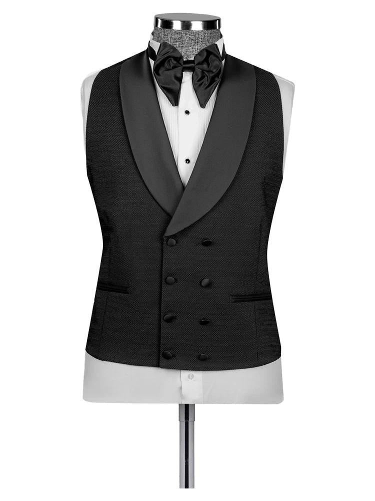 Black Shawl Lapel Wedding 3 Piece Suit