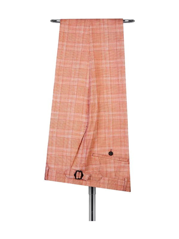 Orange Plaid Peak Lapel Single Breasted 3 Pieces Suits