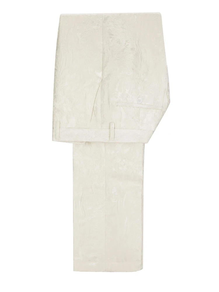 White Jacquard Peak Lapel Double Breasted Men's Suit