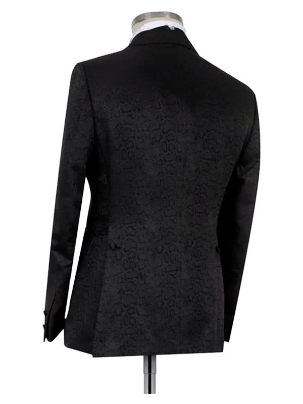 Black Double Breasted Jacquard Fashion Prom Men Suit