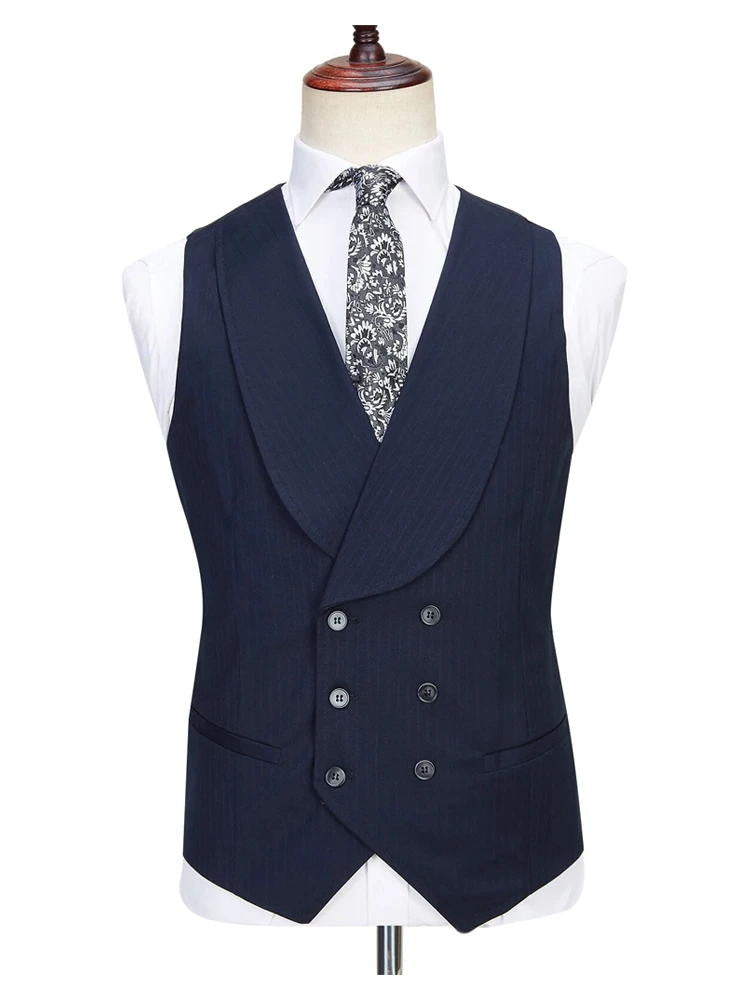 Dark Blue Pinstripe Slim Fit 3 Piece Suit