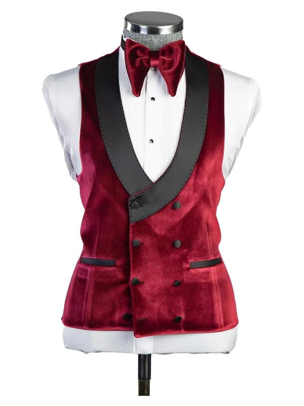 Elegant Vert Burgundy Velvet Prom Dress Suits
