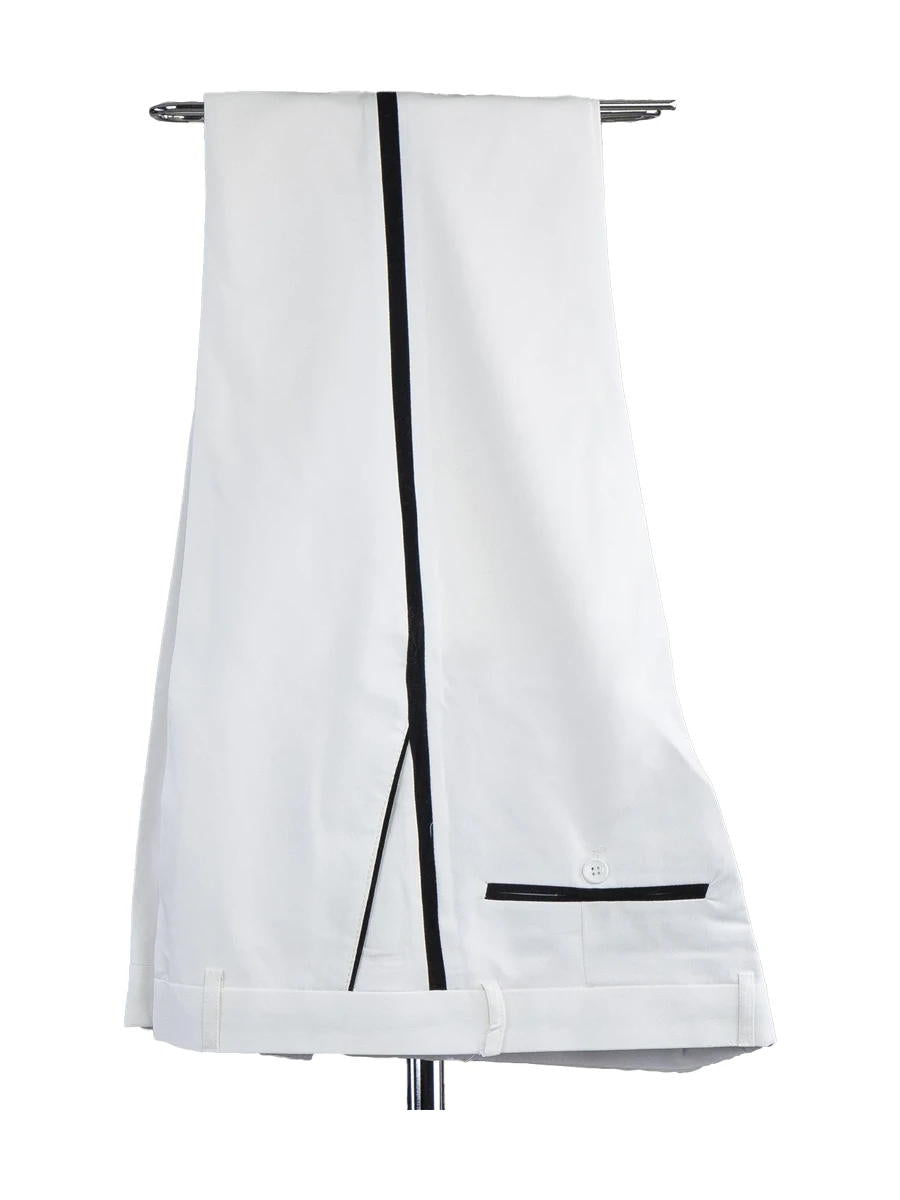 White 3 Piece With Black Satin Lapel Suits