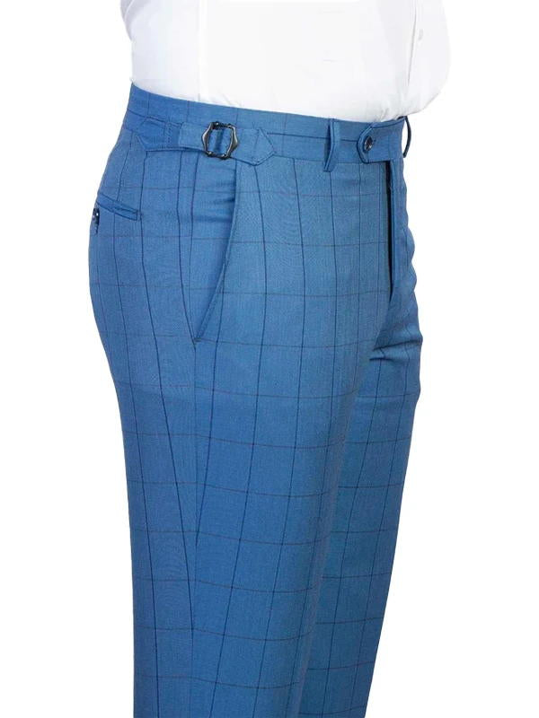 Blue Plaid Peak Lapel Single Breasted 3 Pieces Suits