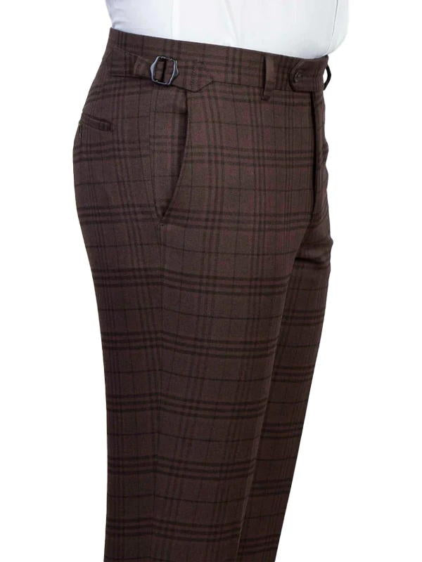 Brown Plaid Peak Lapel Single Breasted 3 Pieces Suits