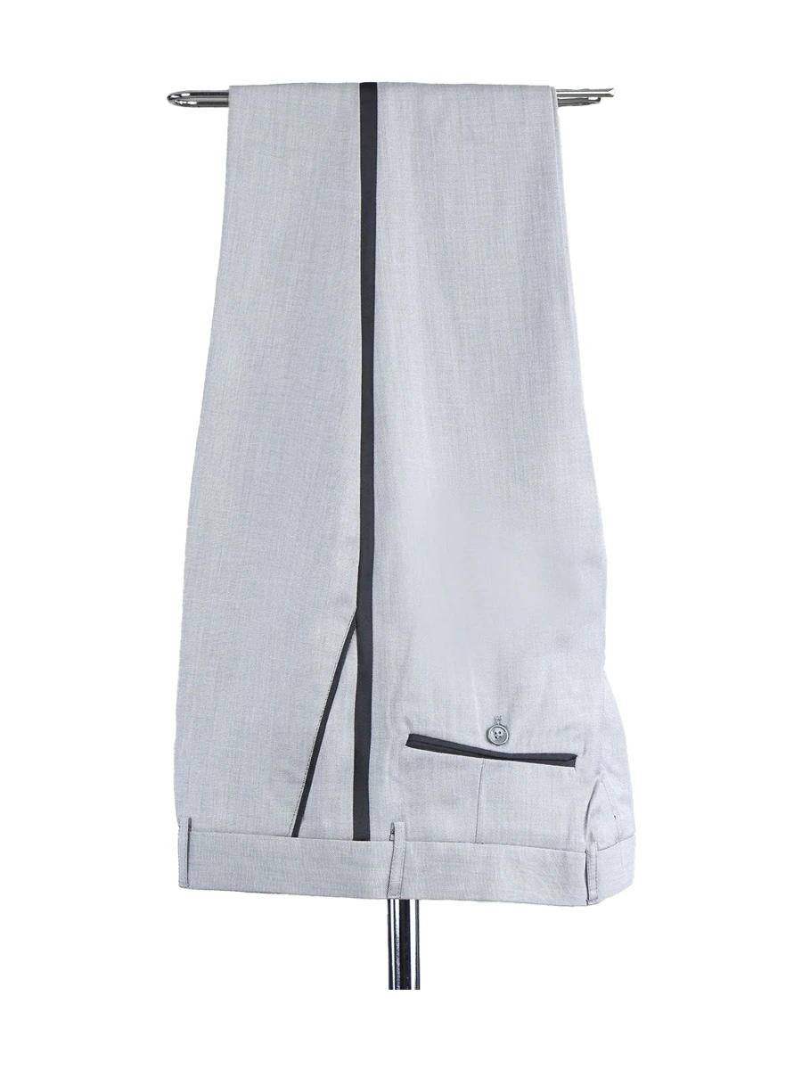 Light Grey 3 Piece Black Satin Lapel Suits
