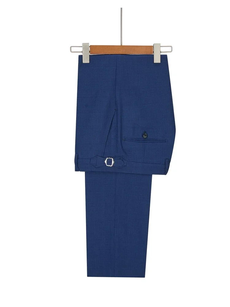 Blue Peak Lapel Single Breasted Groom Suit