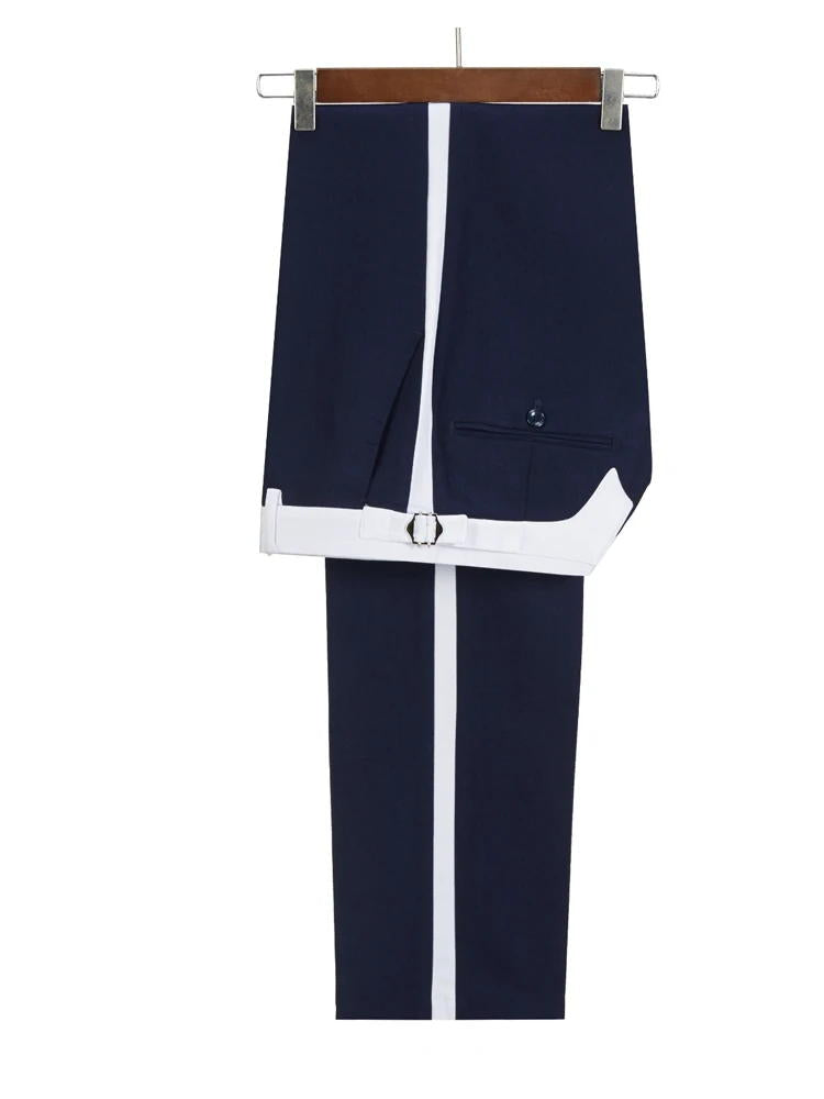 Navy Blue 3 Piece Peaked Lapel Slim Fit Suits