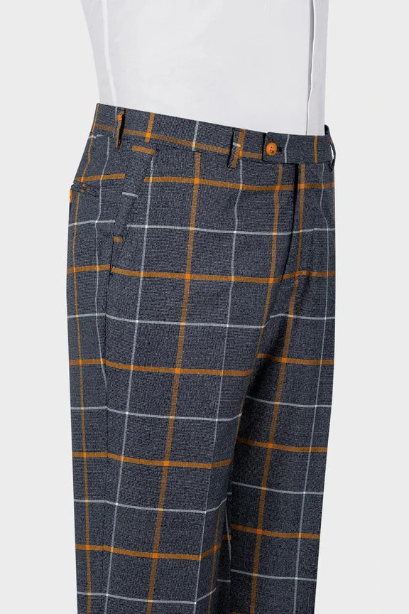 Windowpane One-button 2-piece Suit in Gray