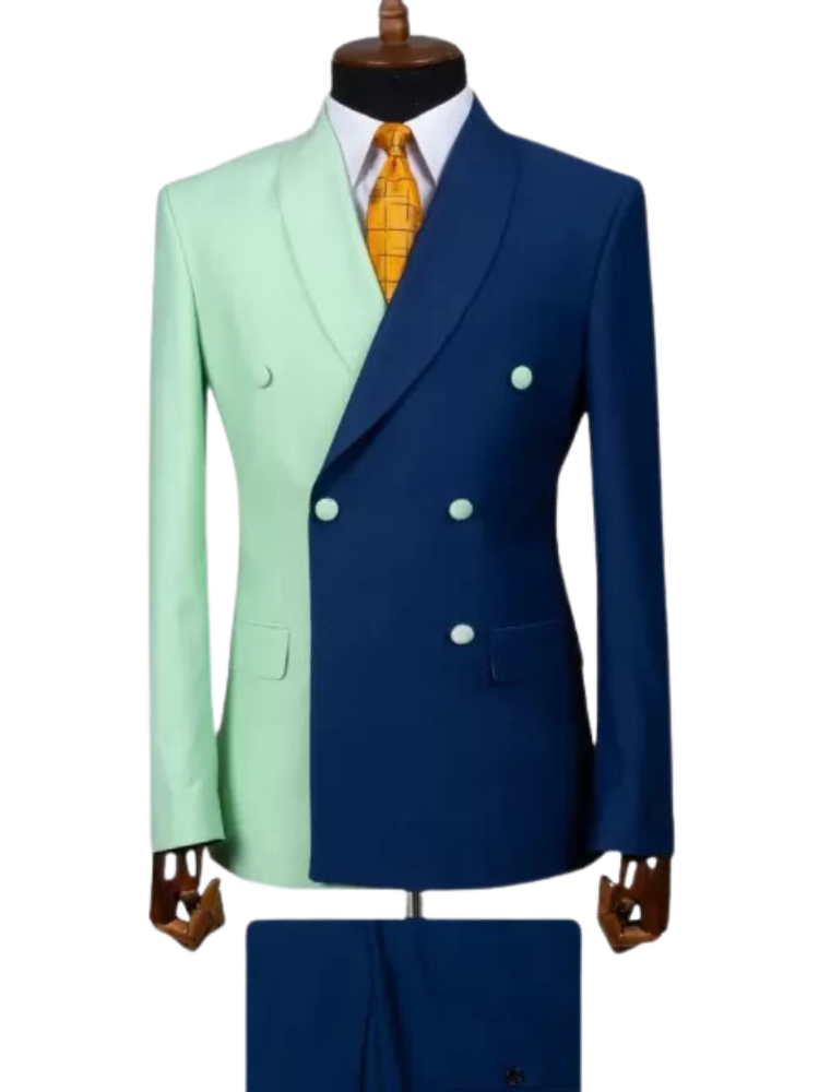 2 Piece Double Breasted Peak Lapel Men Suits Orange/Red/Black/Green