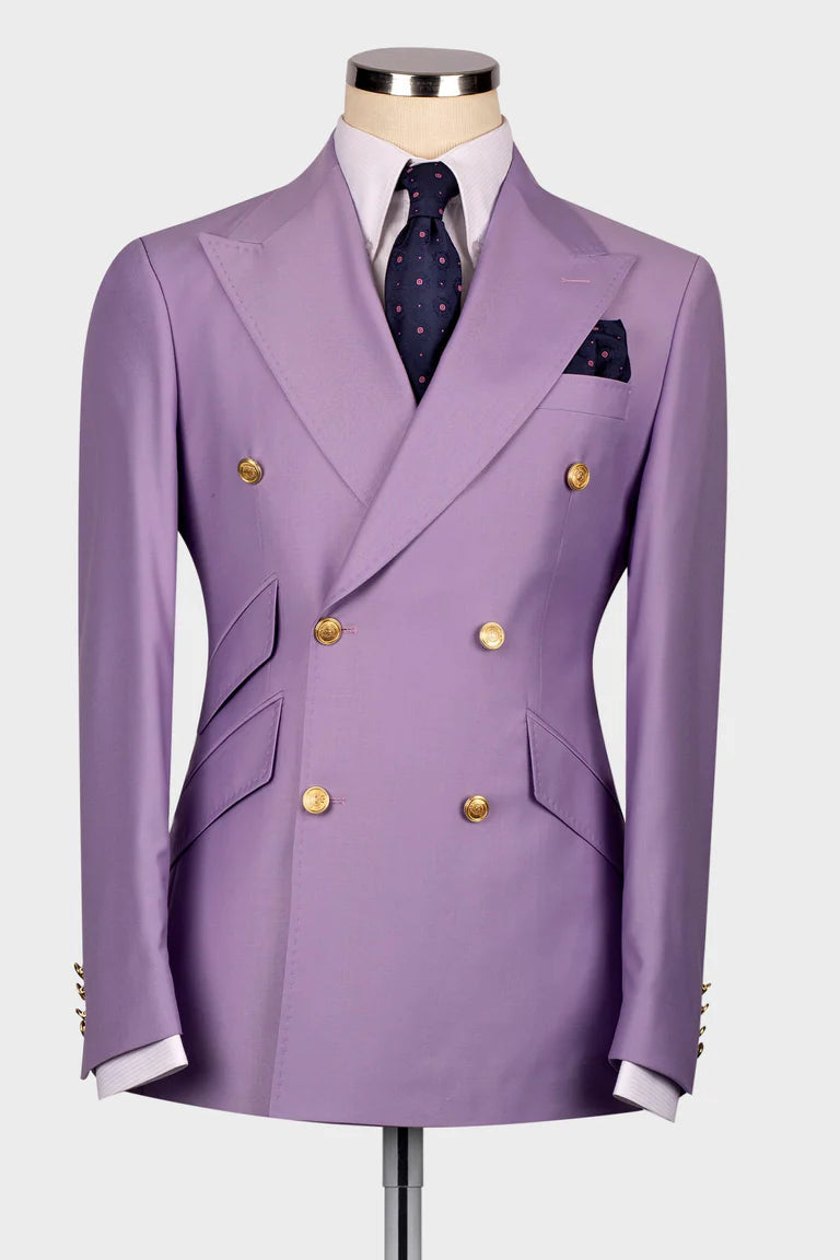 Latest Peaked Lapel Taro Purple Double Breasted Designer Men's Suit for Prom