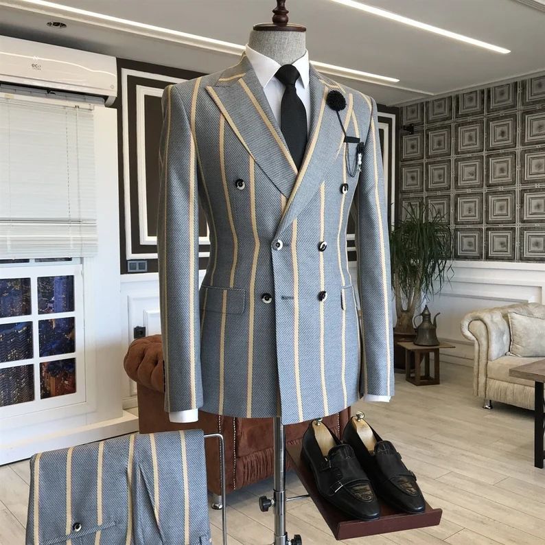 Striped Double-breasted 2-piece Suit