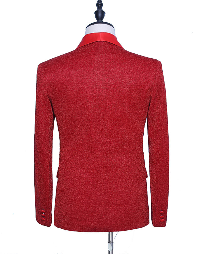 Sharkling Red Shawl Lapel Single Breasted Two-piece Men Suit for Prom Wedding Suits