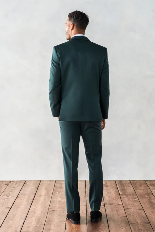 Shawl Lapel 2 Piece Single Breasted Green Suit