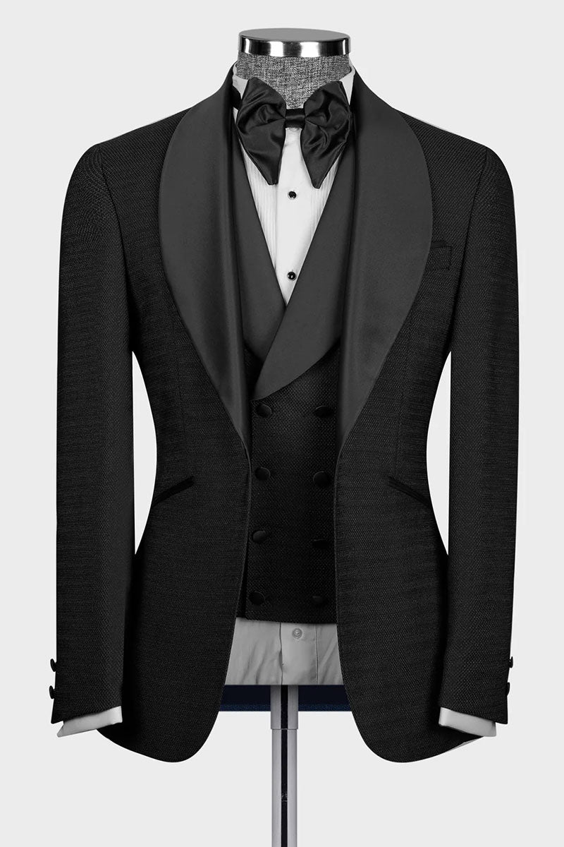 Black 3-piece Shawl Lapel Single Breasted Tuxedo