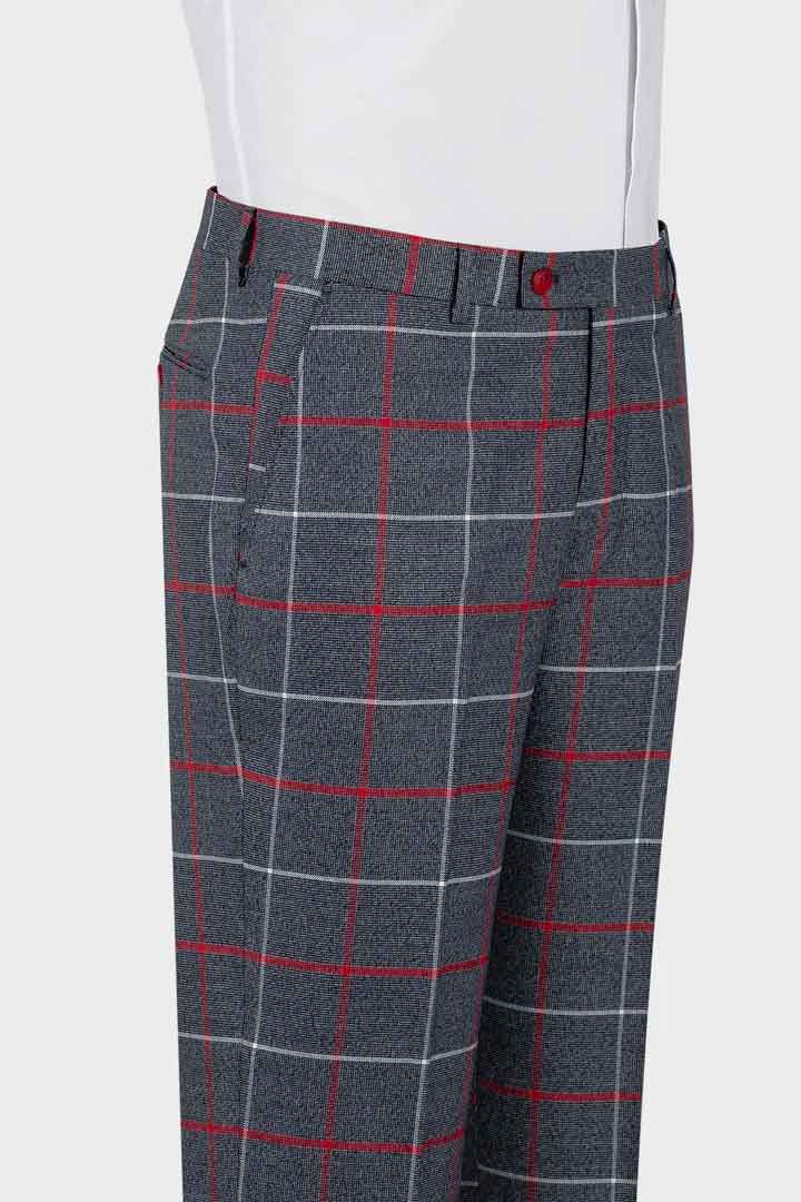 Red/White Plaid Peak Lapel 3-piece Suit