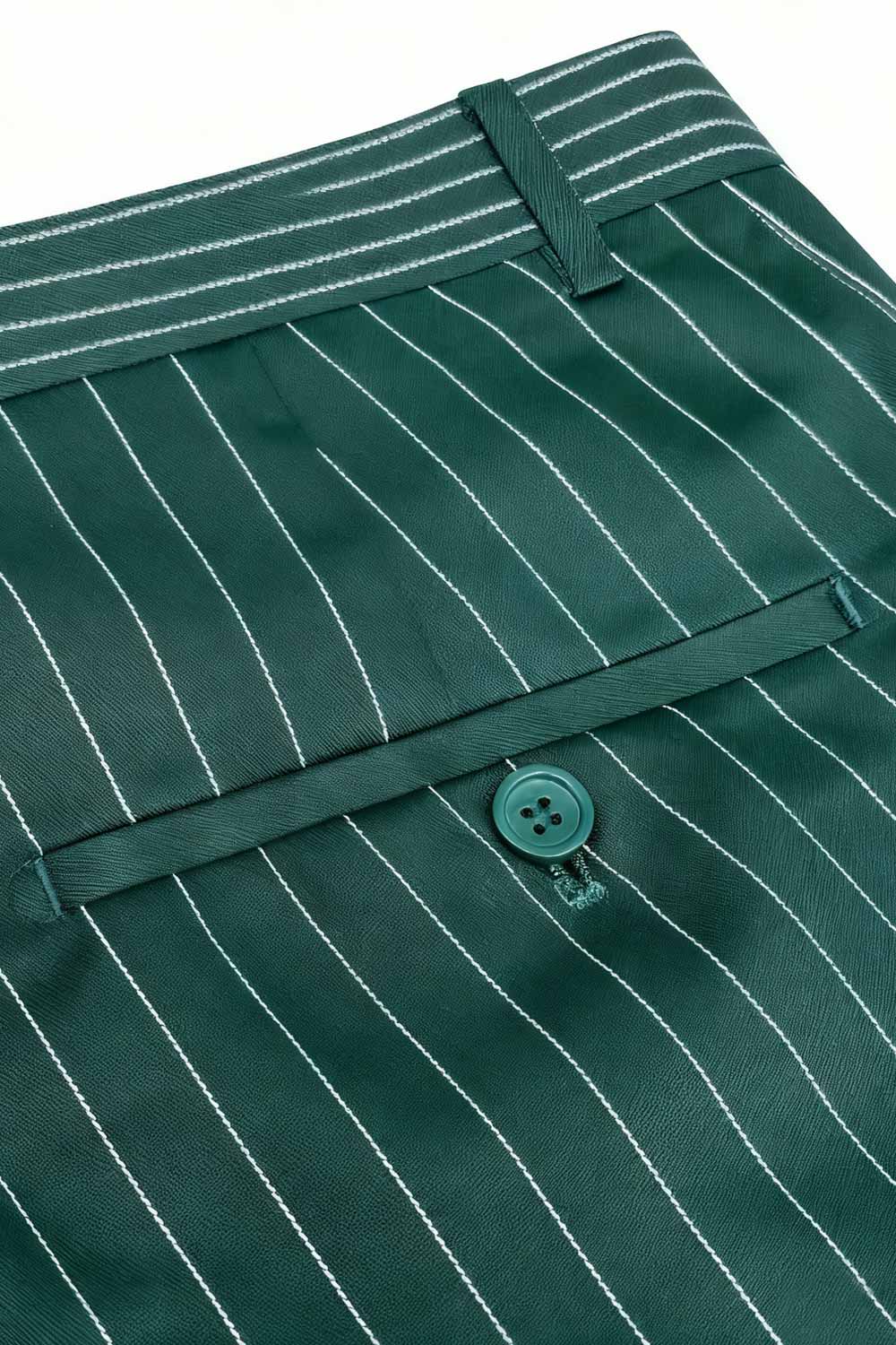 Green Striped Double-breasted 2-Piece Suit