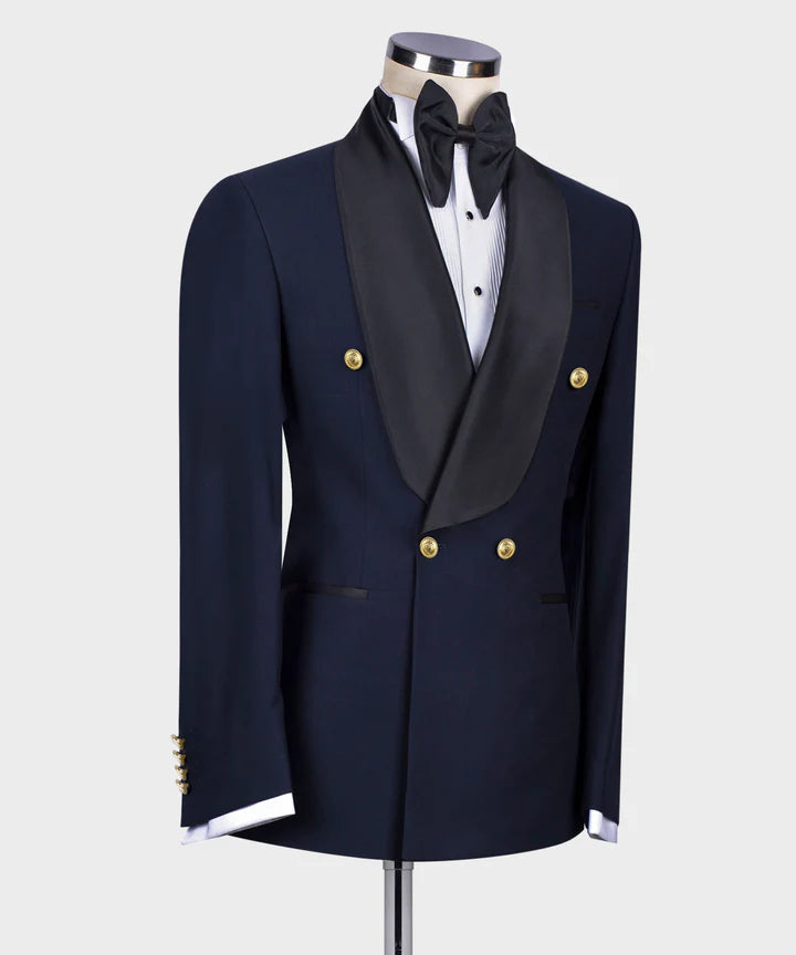 Dark Navy Double-breasted 2-piece Shawl Lapel Tuxedos