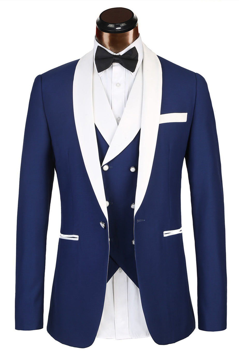 3-piece Classic Shawl Lapel Blue Tuxedo
