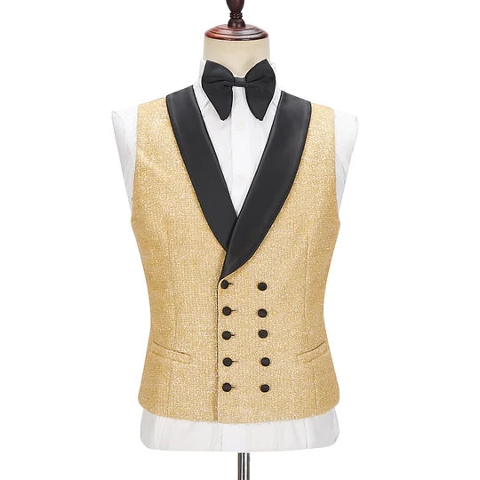 Andrew Sparkly Golden Shawl Lapel Single Breasted Prom/Wedding Suits