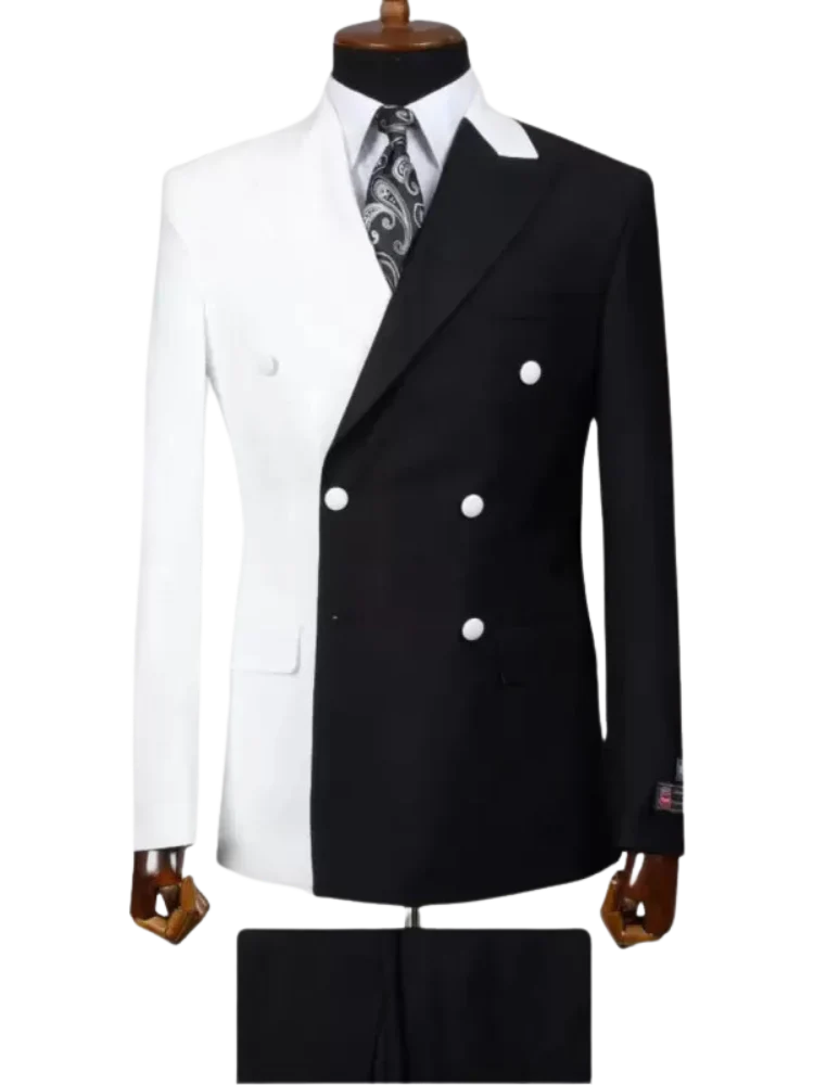 2 Piece Double Breasted Peak Lapel Men Suits Orange/Red/Black/Green